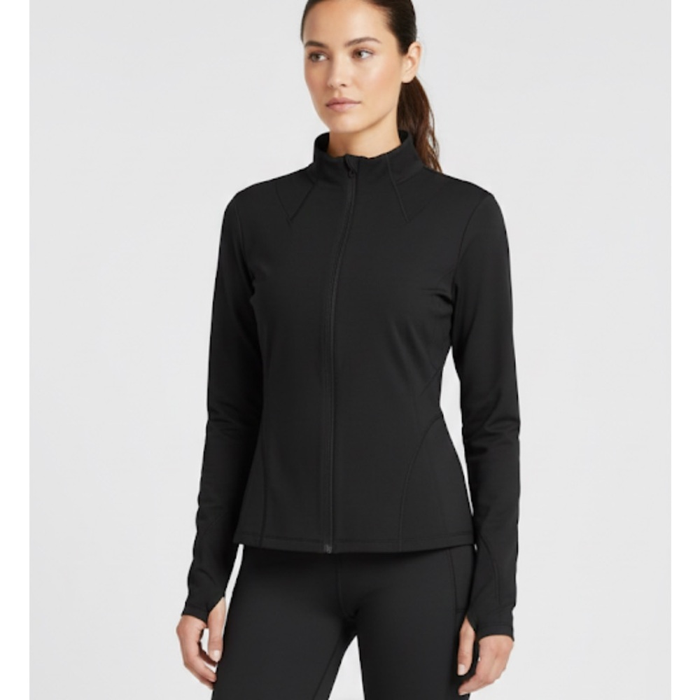 SHADOW SPORT Fitted Mock Neck Zip Athletic Jacket, Women’s L, Black